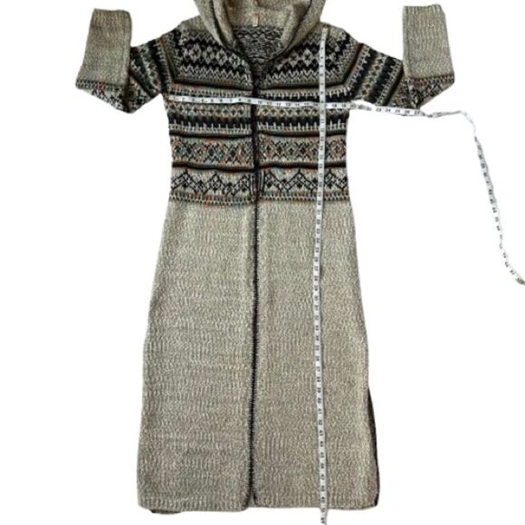RAGA Boho Southwestern Hooded Cream Multi Color Duster Sweater Size M - Picture 11 of 11